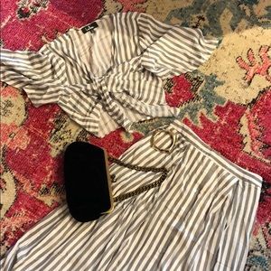Lulus Tie Crop Top & Matching Long Skirt